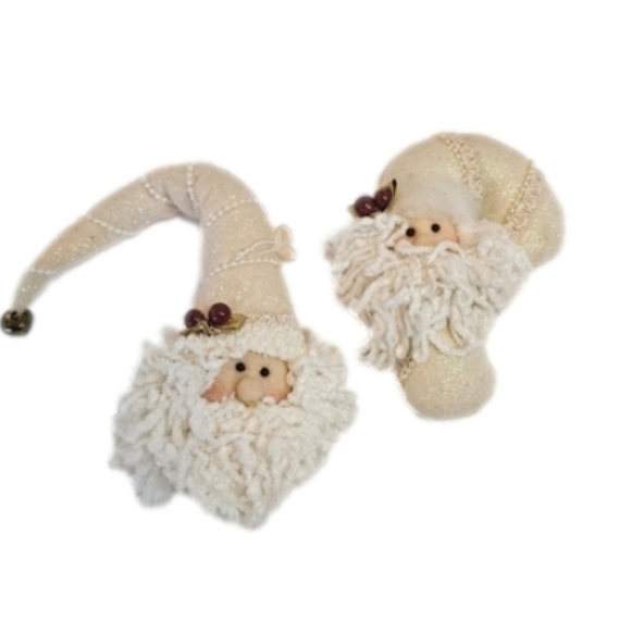 Handmade Christmas ornaments White glitter Santa hanging tree ornaments 3pc Set - Picture 4 of 17